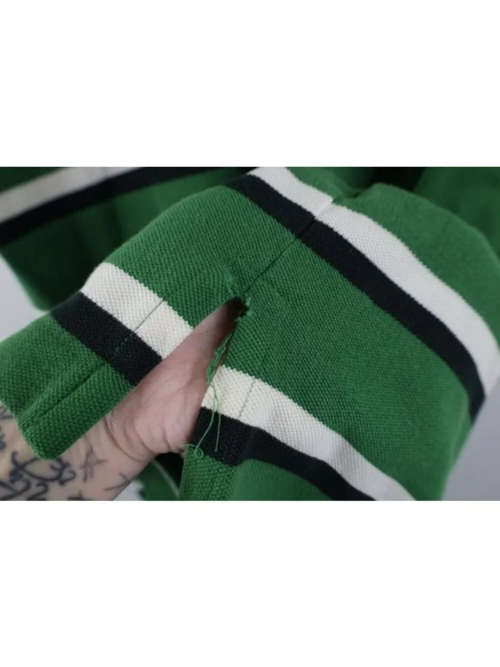Vintage 90s Ralph Lauren Mens XL Faded Striped Collared Golf Polo Shirt Green